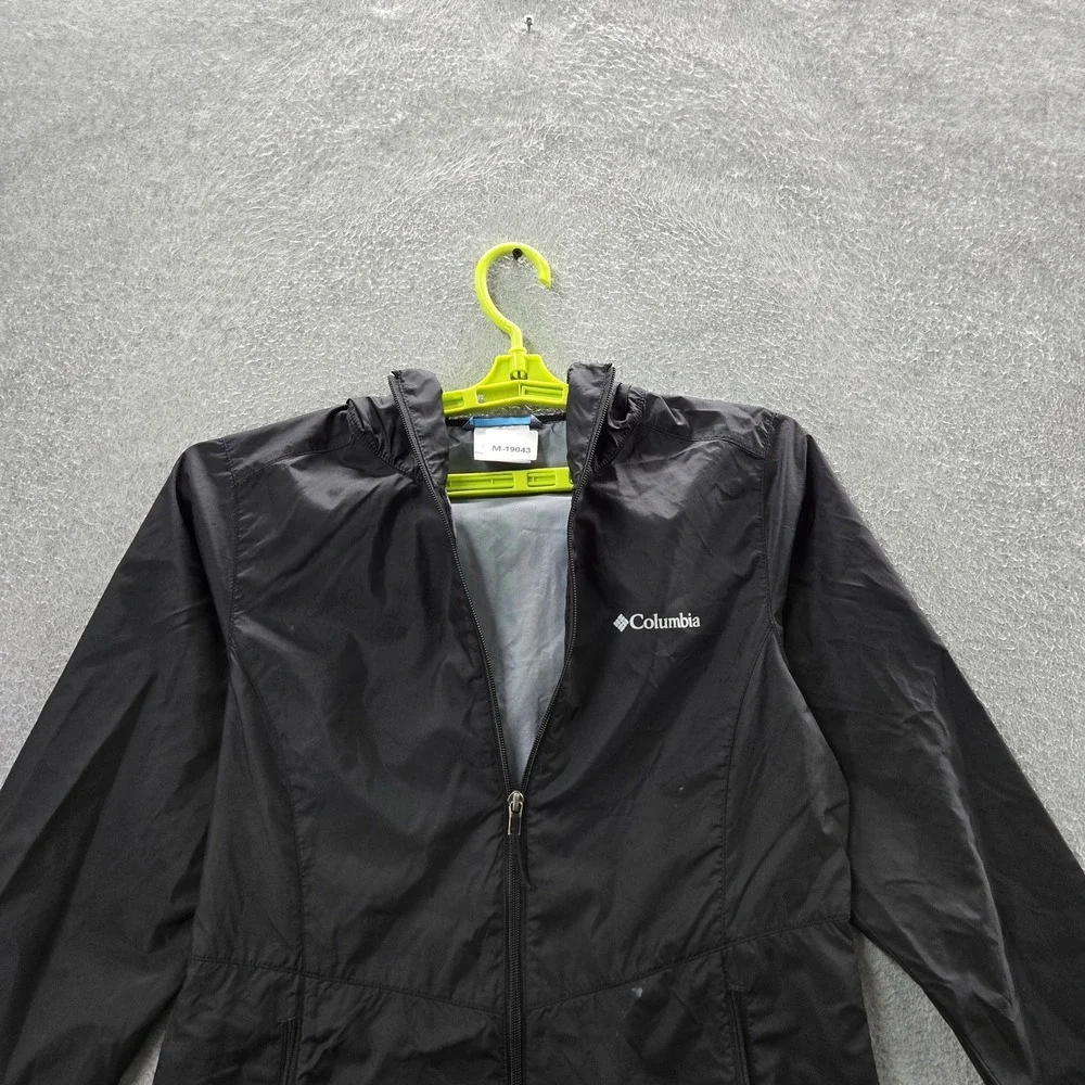 Columbia Men Jacket S Black Nylon Polyester Activewear Zipper Logo READ